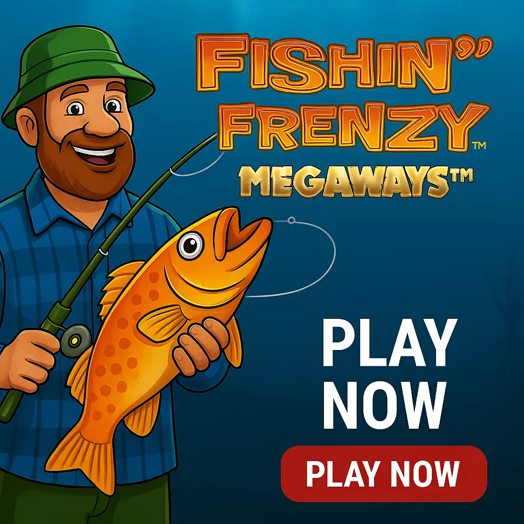 Fishin' Frenzy Megaways slot featuring fishing theme with multiple paylines