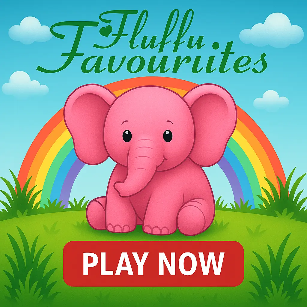 Fluffy Favourites slot game featuring cute plush toy animals and carnival theme