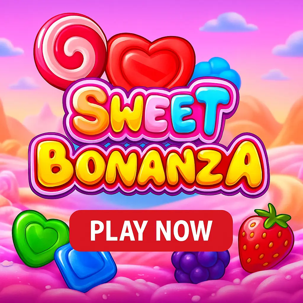 Sweet Bonanza slot game featuring colorful candy and fruit symbols